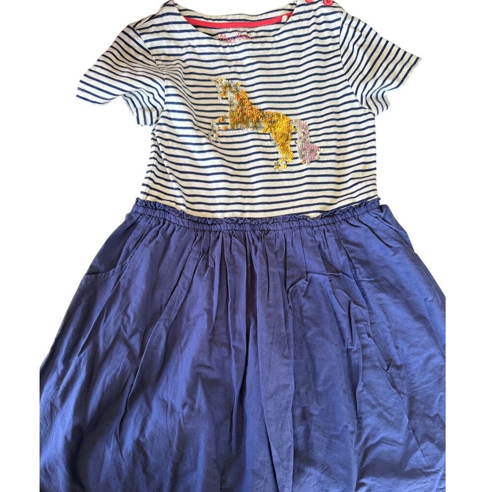 Mini Boden blue sequin horse dress Size 9-10